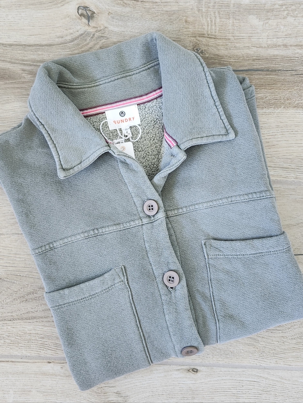 Sundry Women's Spring Fleece Shacket Green Size 0 (X-SMALL) NWT